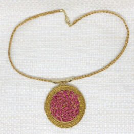 Collier bresilien rose dore or vegetal capim dourado